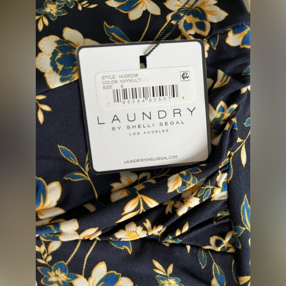 NWT Laundry by Shelli Segal Floral Slit Hem Midi Dress Size 8 - Picture 4 of 6